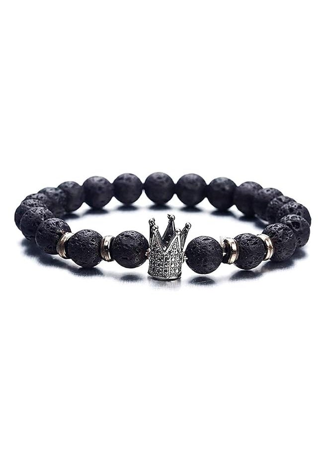 YELLOW CHIMES - 2 Pcs King Queen Crown Charm Natural Stone Couple Bracelet For Women And Men 2 Pcs - Image 1
