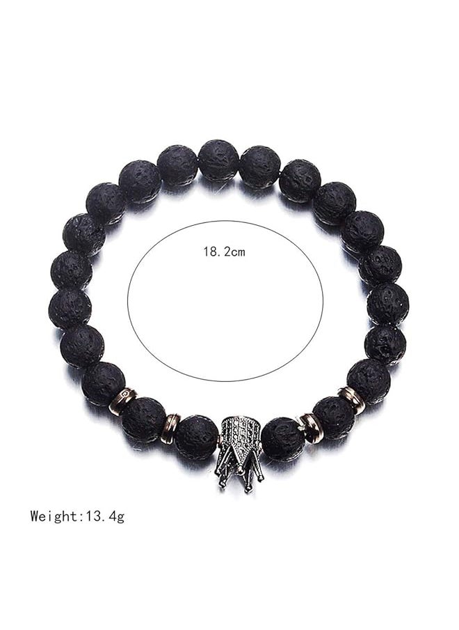 YELLOW CHIMES - 2 Pcs King Queen Crown Charm Natural Stone Couple Bracelet For Women And Men 2 Pcs - Image 1