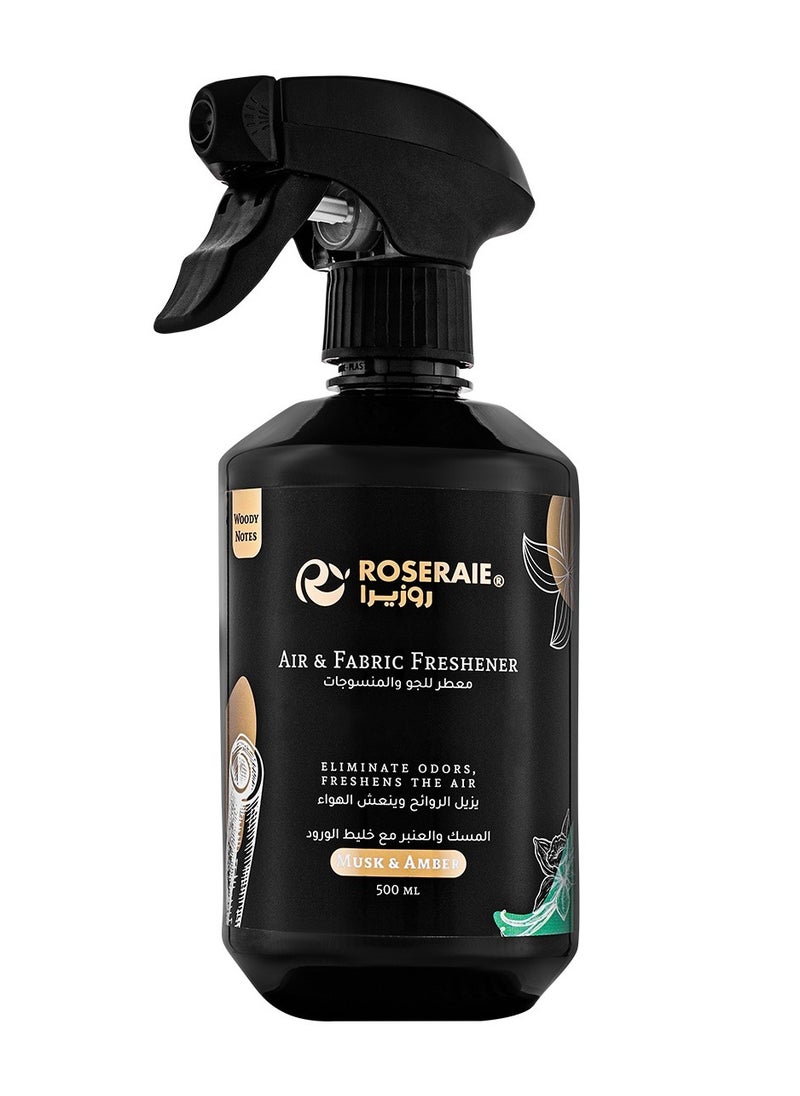 ROSERAIE Air & Fabric Freshener Spray Musk & Amber Black - 500ml 