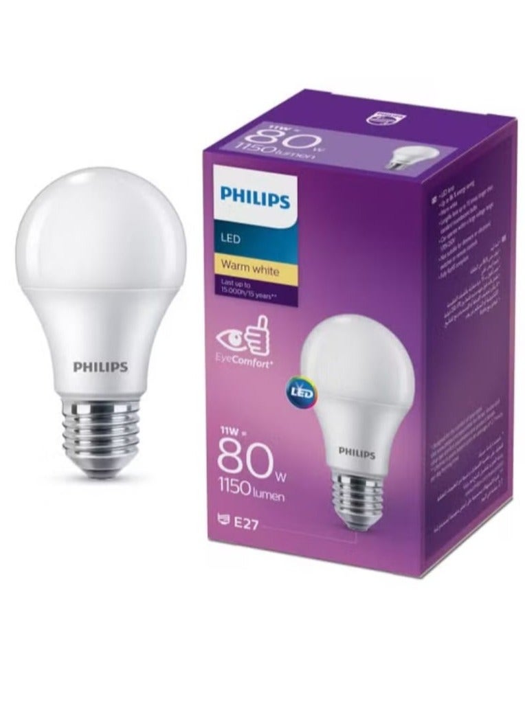 Philips LED Bulb, Warm White, E27 Eye Comfort, 11w, 1150Lumen, Last Up To 15000H - Image 1