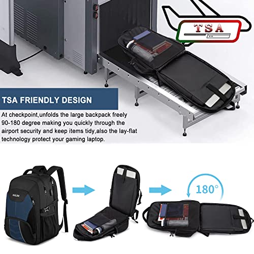 PUSLOM Extra Large Travel Laptop Backpack for Men 55L,Water Resistant 18.4 inch Big Business Laptop bags with USB Charging Port,TSA Friendly Anti Theft Computer Bag for Work College,Blue - Image 5