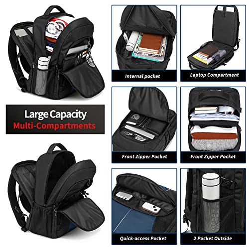 PUSLOM Extra Large Travel Laptop Backpack for Men 55L,Water Resistant 18.4 inch Big Business Laptop bags with USB Charging Port,TSA Friendly Anti Theft Computer Bag for Work College,Blue - Image 3