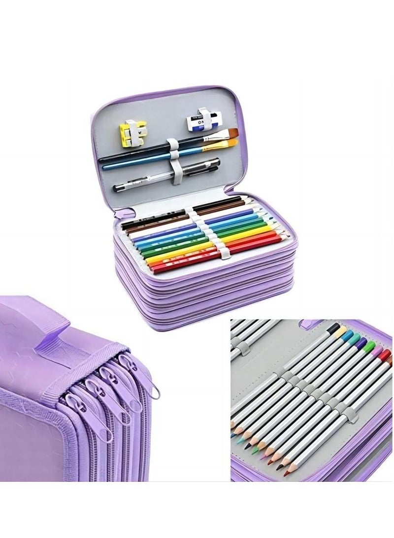 Cool Baby Beauenty for Art Sketch Drawing Pencil Pen Case Storage Bag Pouch Cosmetic Zipper Box Holder Colored Pencil Bag-72 Slot Pencil Holder Purple - Image 3