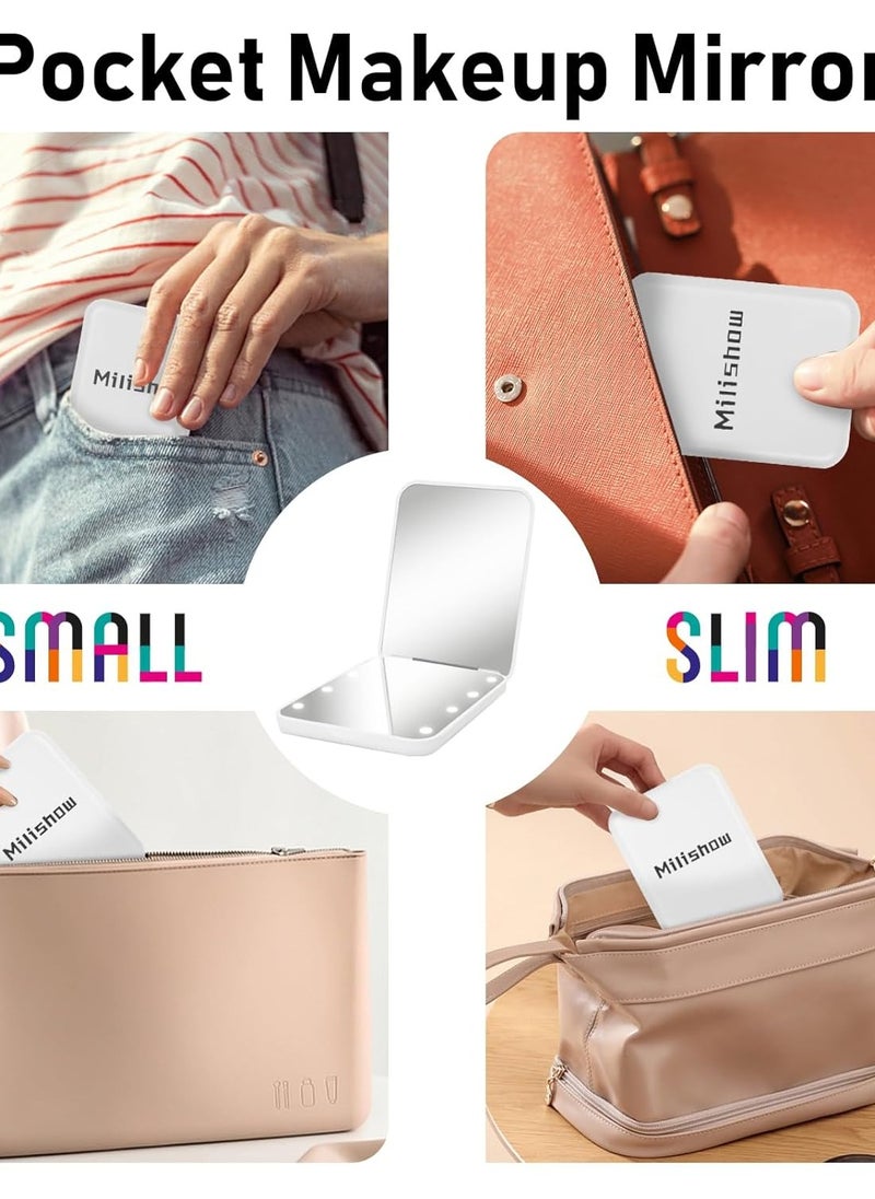 Milishow Milishow Compact Mirror, 1x/3x Magnifying LED Pocket Mirror, Small Lighted Travel Makeup Mirror for Purse, Handbag, Folding, Handheld, 2-Sided Mini Mirror...  - Image 5