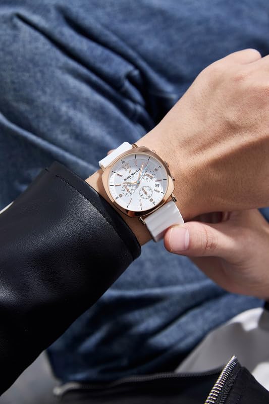 Daniel Hechter Paris Cluny Collection Multifunction Watch for Men with Round White Dial, Date Display and Wavy Pattern Silicone Strap DHM1019-04 - Image 2