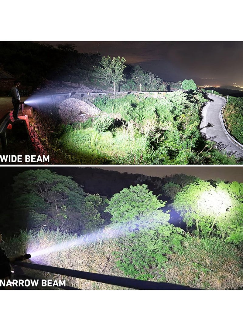 مصباح يدوي P90 قابل لإعادة الشحن، 150000 لومن عالي السطوع، مصابيح فلاش قوية للغاية، مصباح يدوي كبير محمول في الهواء الطلق مع 3 أوضاع، IPX7 مقاوم للماء (أسود) - Image 4