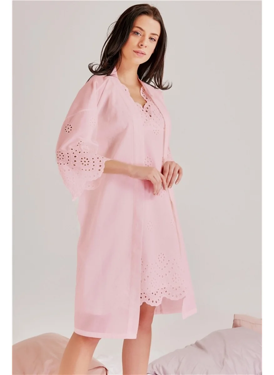 Magic Form 46108 Women's Powder Self-Embroidered Maternity Single Dressing Gown