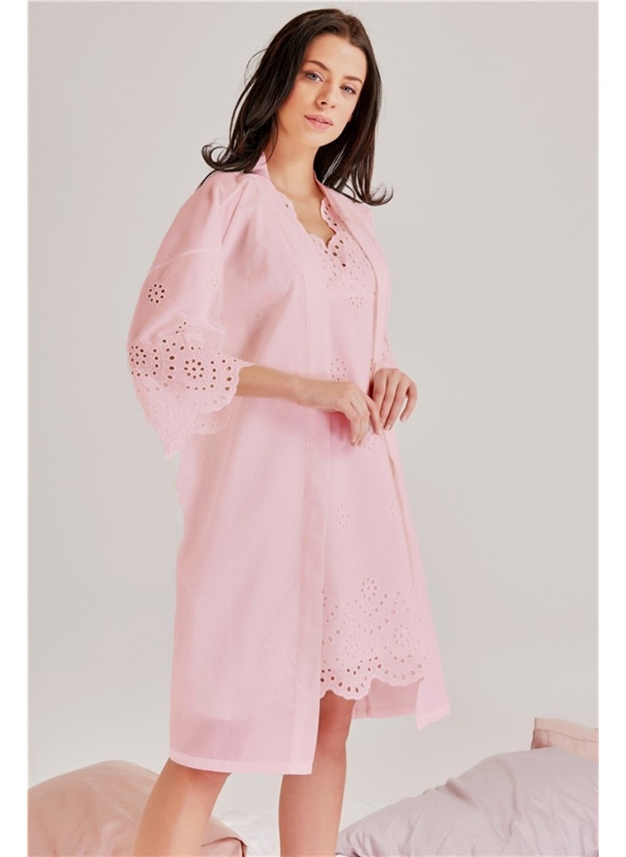 Magic Form - 46108 Women's Powder Self-Embroidered Maternity Single Dressing Gown - Image 1