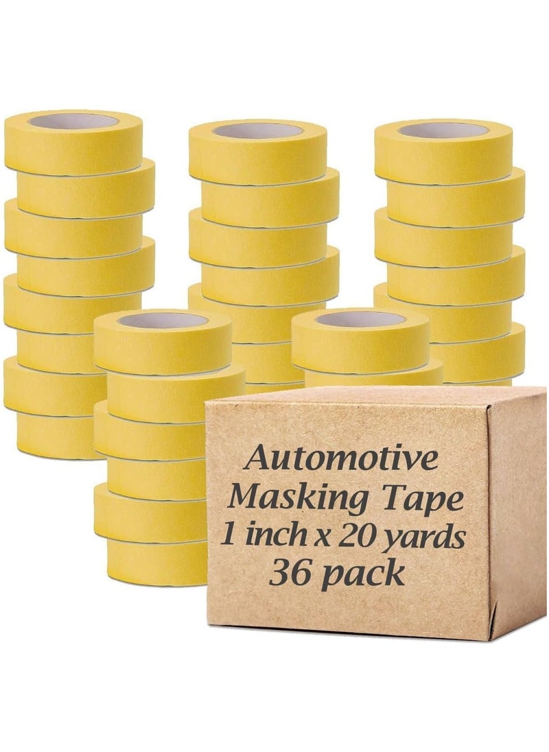 MARKQ [36 Rolls] Automotive Masking Tape [1 inch x 20 yards] Refinish Auto Body Paint Tape for Cars Vehicles Auto Paint Supplies  - Image 1