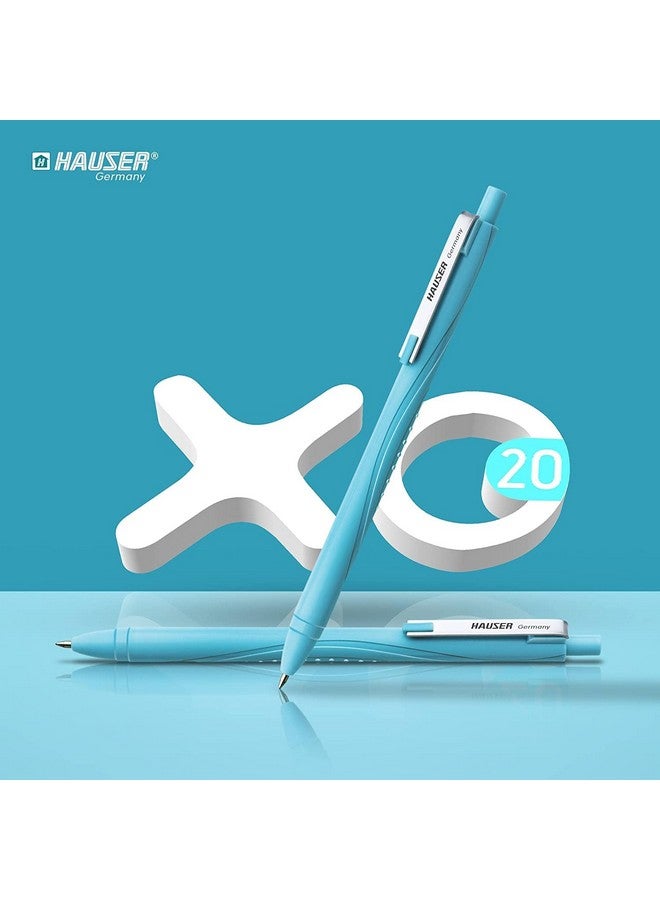 Hauser Xo 20 Retractable Ball Pen Blister Pack | Tip Size 0.7 mm | Sleek Body & Minimalistic Design | Matt Finish | Solid Body Type | Low Viscosity Ink | Ultra Durable Tip | Blue Ink, Set Of 3 Pcs - Image 4