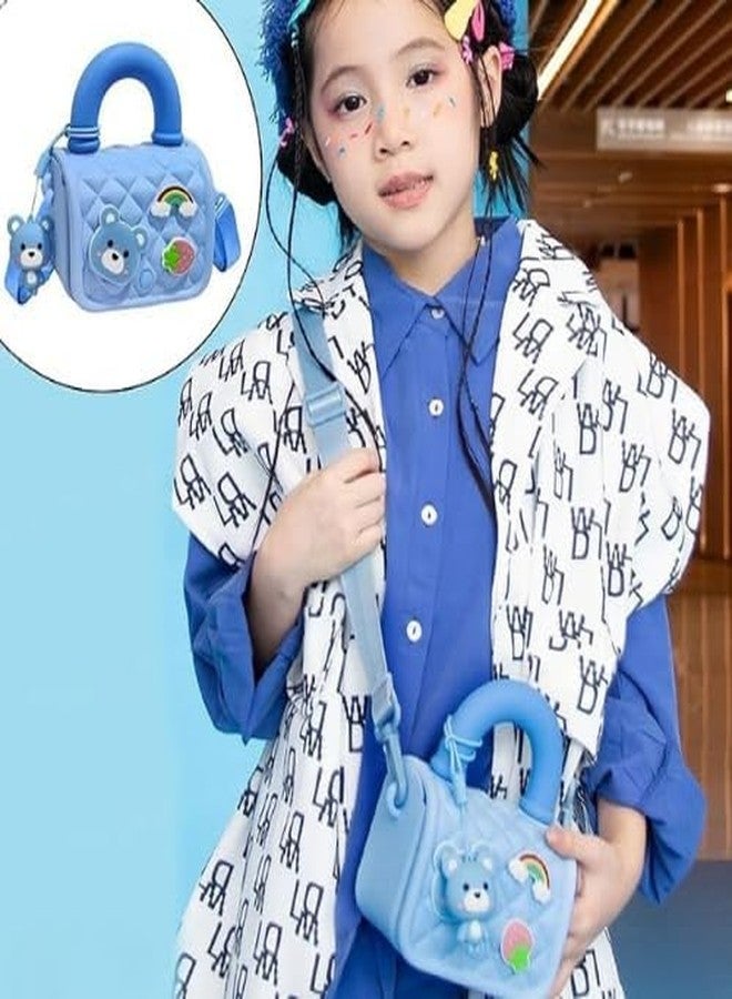 ADSON Silicone Cute Rabbit Design Stylish Cross Body Purse Cute Shoulder Bag Coin Purse Handbag Cute Tote Girl Messenger Girl Child Tote Wallet EVA Handbag Cum Silicone Purse for Girls kids (Sky Blue) - Image 5