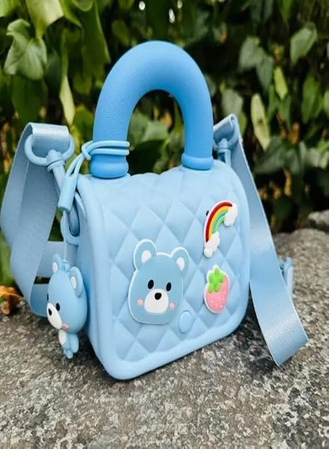 ADSON Silicone Cute Rabbit Design Stylish Cross Body Purse Cute Shoulder Bag Coin Purse Handbag Cute Tote Girl Messenger Girl Child Tote Wallet EVA Handbag Cum Silicone Purse for Girls kids (Sky Blue) - Image 3