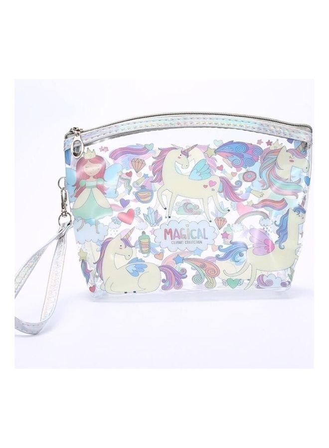 حقيبة مستحضرات تجميل مطبوعة برسومات كرتونية شفاف