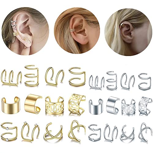 vfruua 24 Pcs Gold Silver Hair Braids Dreadlock Non-Piercing Ear Clip Beard Beads Cuffs Clip Hair for Women Men Hair Accessories Styling Jewelry Tools - Image 2