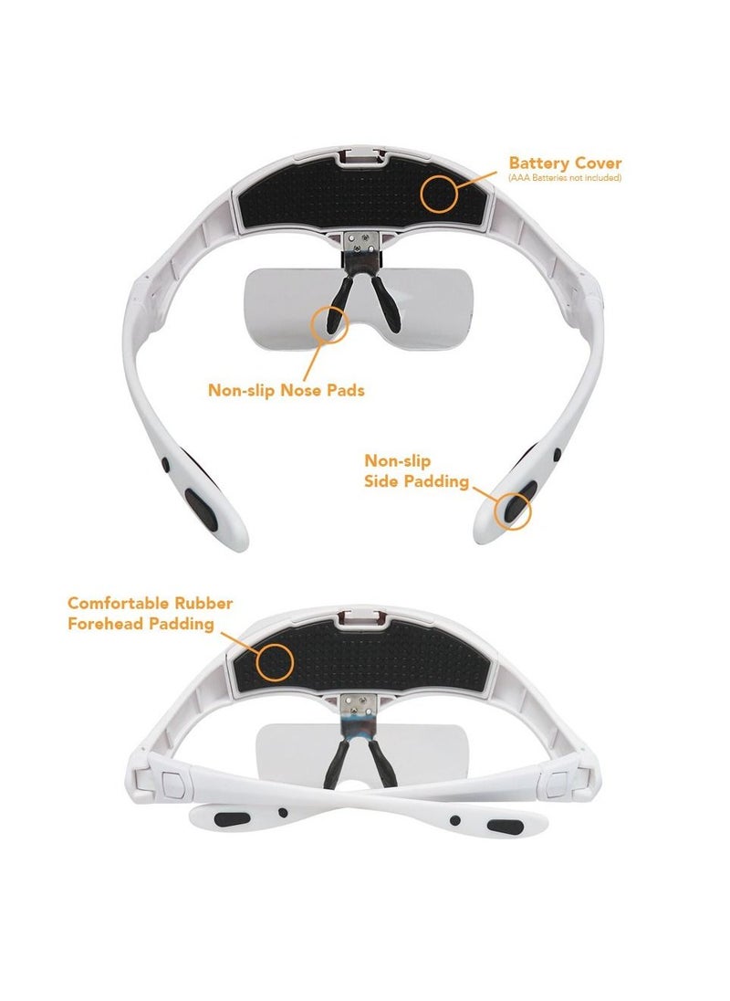Generic - LED Illuminated Headband Magnifier Visor with Bonus Cleaning Cloth and 5 Detachable Lenses 1X 1.5X 2X 2.5X 3.5X (Upgraded Version) Hands-Free Head Worn Lighted Magnifying Glass - Image 1