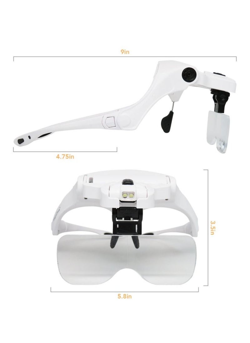 Generic - LED Illuminated Headband Magnifier Visor with Bonus Cleaning Cloth and 5 Detachable Lenses 1X 1.5X 2X 2.5X 3.5X (Upgraded Version) Hands-Free Head Worn Lighted Magnifying Glass - Image 1