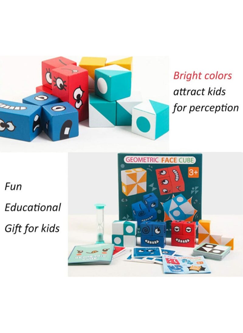 null - Interactive Face Change Rubik’s Cube Puzzle for Kids – Creative Expression Game with Removable Face, Eye & Mouth Cubes and Emoji Challenge Cards – Develops Concentration, Fine Motor Skills, and Imagination for Children 3+ - Image 1