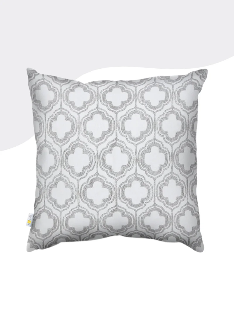 Donetella Decorative Embroidered Cushion Cover Grey/White 45x45Cm (Without Filler)