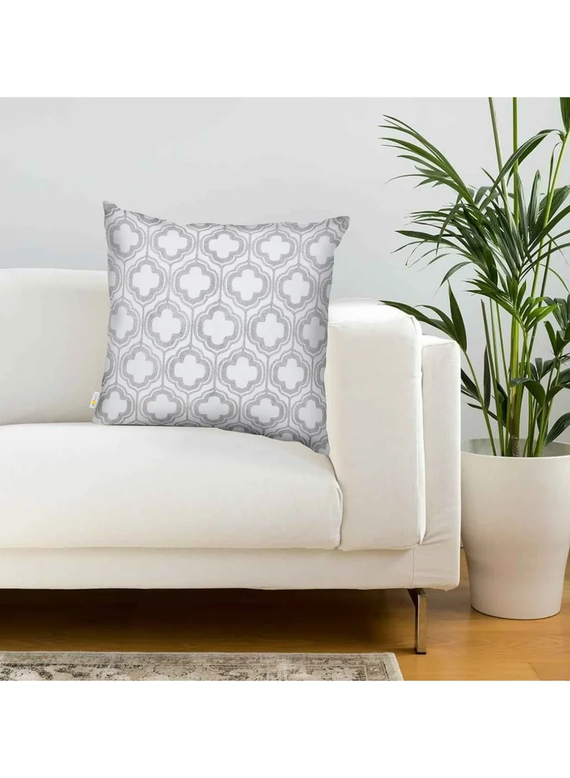 Donetella Decorative Embroidered Cushion Cover Grey/White 45x45Cm (Without Filler)