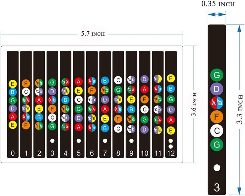 Koldot Fretboard Stickers - Acoustic & Bass Guitar Note & Chord Stickers - Fret Map for Kids & Beginners - 2PC - Image 2