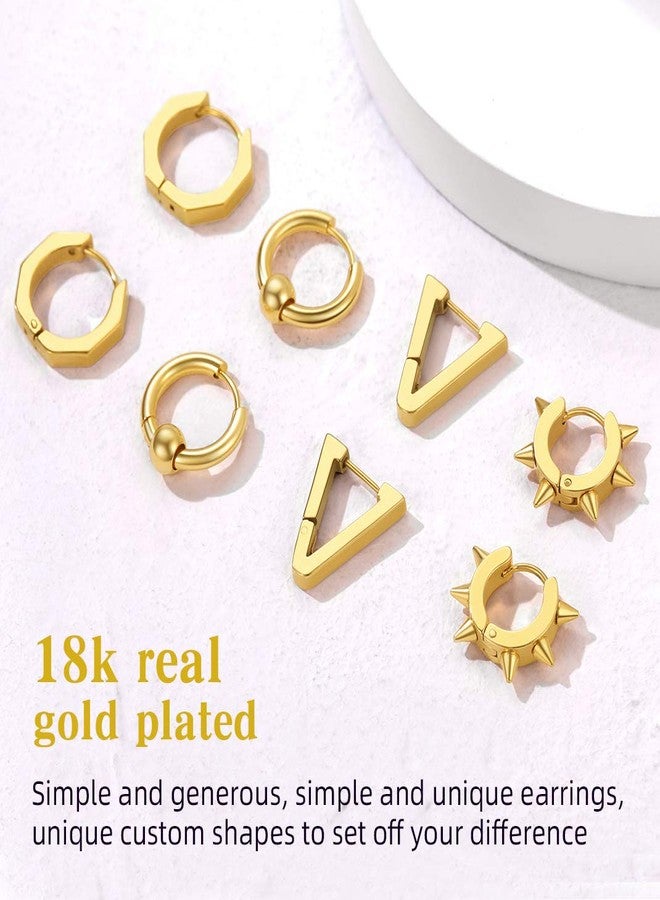 KeyStyle GoldChic Jewelry Mens Earrings Hoop, Surgical Steel Hipster Punk Spike Hoop Huggie Earrings for Men/Women, Hypoallergenic for Sensitive Ears,Gift Box Included, Metal, No Gemstone - Image 4