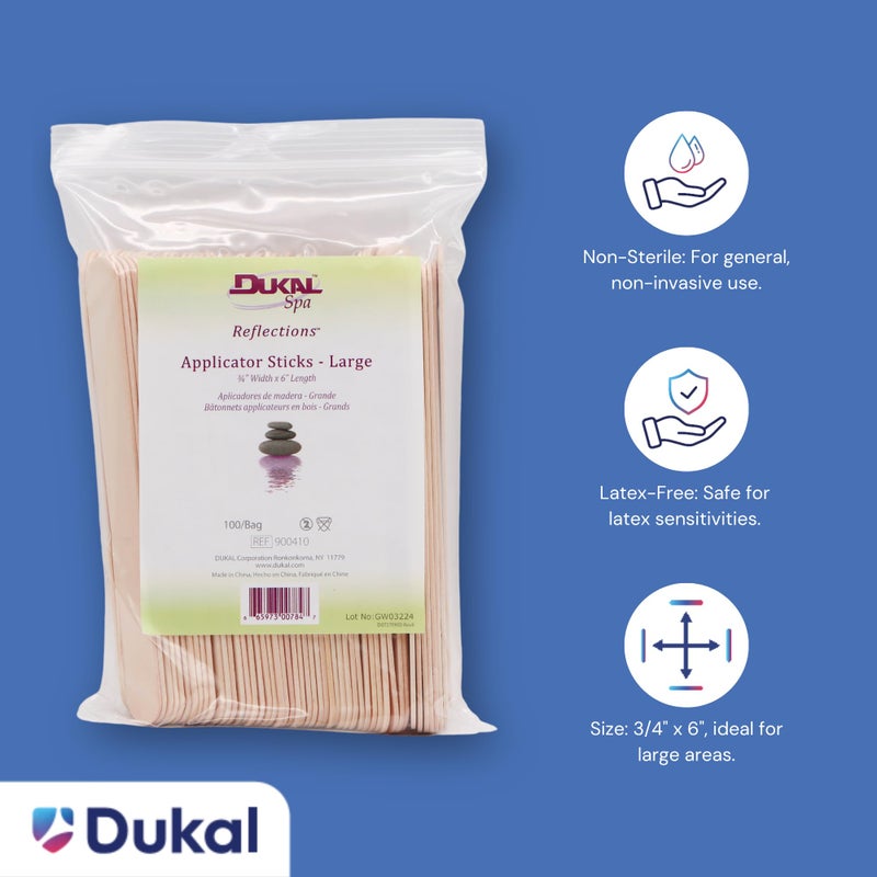 Dukal Large Wooden Wax Sticks - Body Hair Removal Applicator for Waxing, Â¾â€ x 6â€ (Pack of 100) - Image 2