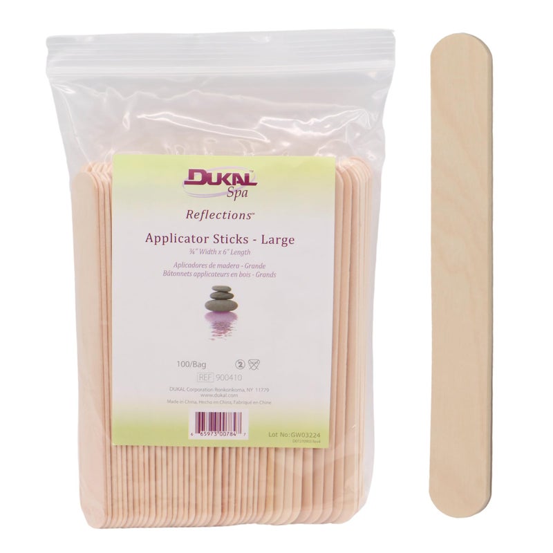 Dukal Large Wooden Wax Sticks - Body Hair Removal Applicator for Waxing, Â¾â€ x 6â€ (Pack of 100) - Image 1