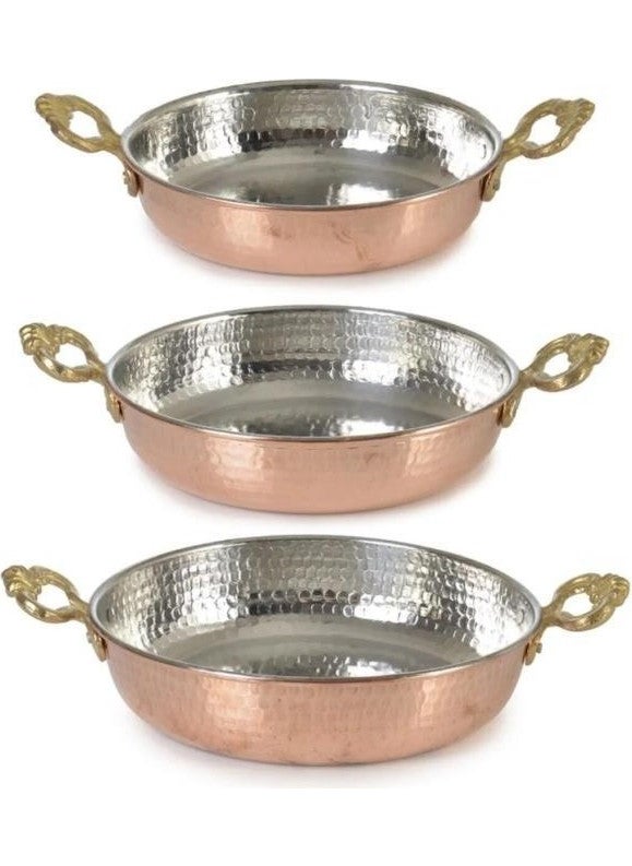 abnturk Copper Pan Set Triple Omelette Egg Pan 14-16-18 cm 