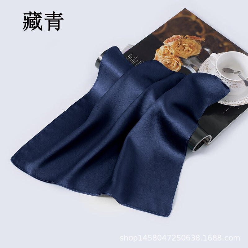 New 100% Silk Handkerchief Mulberry Silk Small Square Scarf Portable Multi-Color Small Silk Scarf Solid Color Pocket Scarf - Image 1