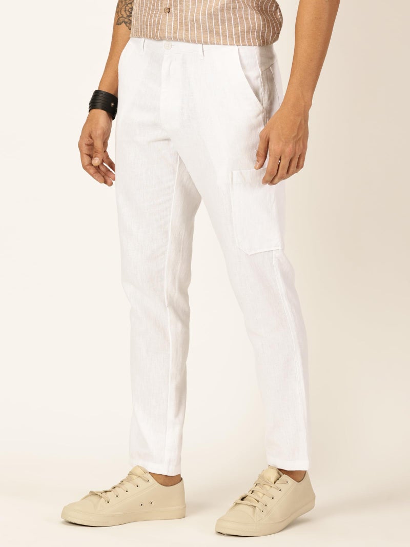 Thomas Scott Men's Linen Blend Straight Fit Chino Pants (White, 36) - Image 2