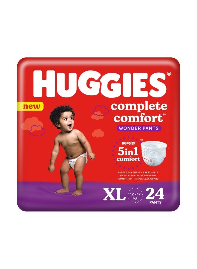 Huggies Complete Comfort Wonder Pants Extra Large (XL) Size Baby Diaper Pants, 24 count, with 5 in 1 Comfort