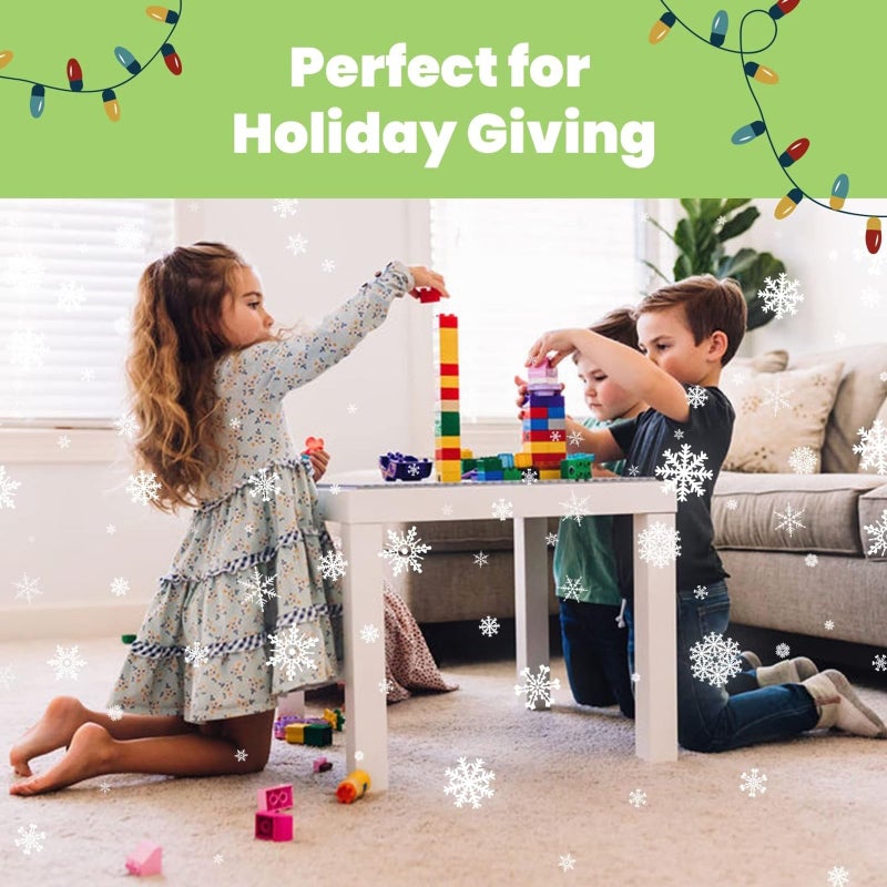 Creative QT Build-on-Wall Peel-and-Stick Baseplates - 10 x 10 in, Green, 4-Pack - Stackable Block Play & Creative Building Toys on Play Tables & Walls - Compatible with All Major Brick Brands - Image 3