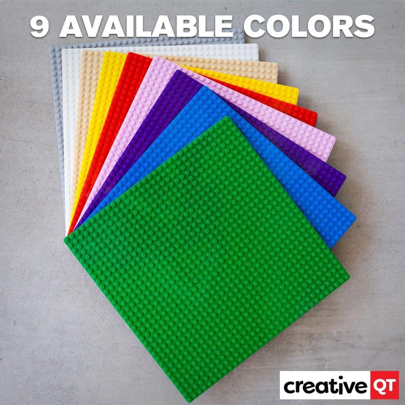 Creative QT Build-on-Wall Peel-and-Stick Baseplates - 10 x 10 in, Green, 4-Pack - Stackable Block Play & Creative Building Toys on Play Tables & Walls - Compatible with All Major Brick Brands - Image 5