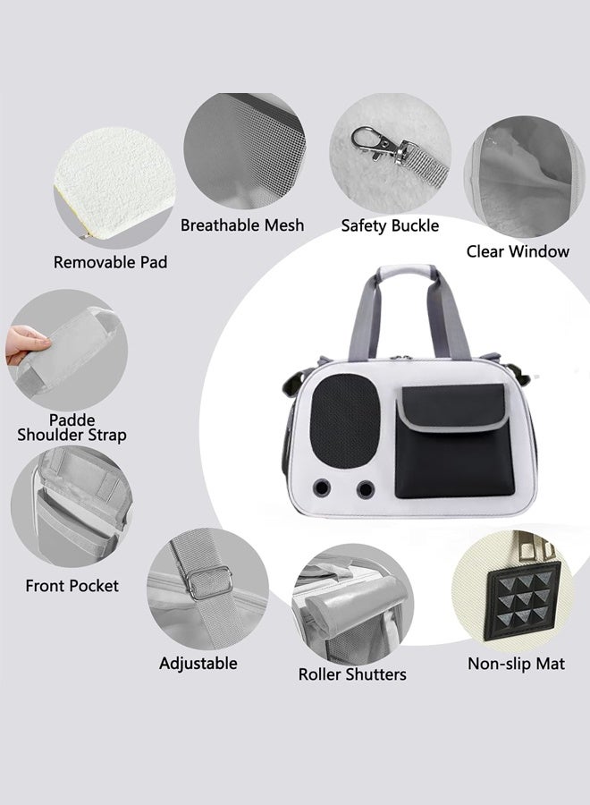 Four Season Universal Portable Backpacks , Breathable Pet Bag With Large Capacity For Outdoor Use,Soft-Sided Cat/Dog/Pet Carrier, Collapsible Pets Travel Carriers For Big Cats/Small Dogs With Shoulder Strap & Removable Mat, Mesh Puppy Carry Bag(White) - Image 3