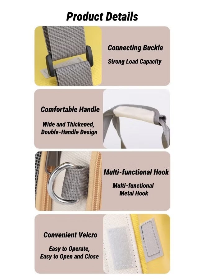 Four Season Universal Portable Backpacks , Breathable Pet Bag With Large Capacity For Outdoor Use,Soft-Sided Cat/Dog/Pet Carrier, Collapsible Pets Travel Carriers For Big Cats/Small Dogs With Shoulder Strap & Removable Mat, Mesh Puppy Carry Bag(White) - Image 5