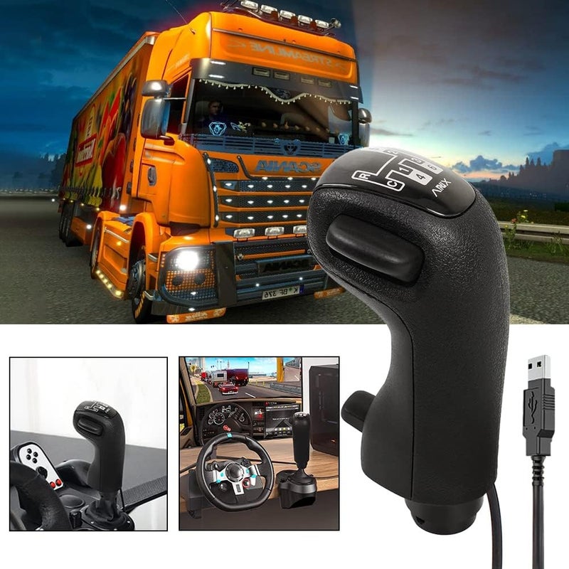 RASTP مقبض تغيير التروس لمحاكي الشاحنات USB، مخصص لشاحنات ATS ETS Scania، متوافق مع أجهزة Logitech G25، G27، G29، G920، Thrustmaster TH8A، Fanatec SQ، PXN، A10، بالإضافة إلى مقابض تغيير التروس المستخدمة في سباقات الكمبيوتر (PC Racing Shifters). - Image 1