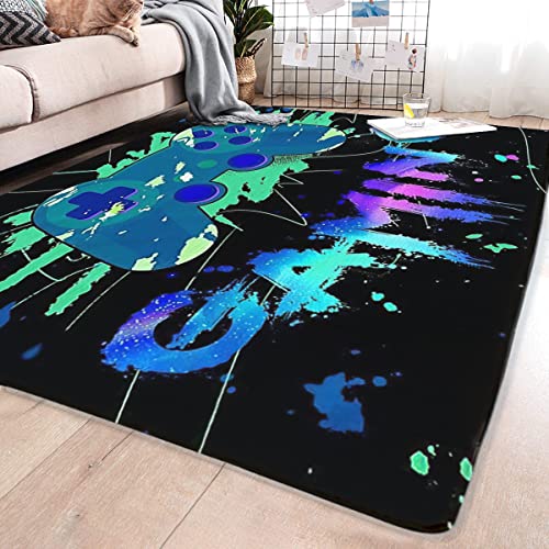 LUCKY&DONG Anime Gamer Rugs for Bedroom Boys Teens Printed Game Gamepad Carpets Living Room Mat Home Decor Non-Slip Crystal Floor Polyester Gamer Decor Doormats 17.5x31.5in - Image 3