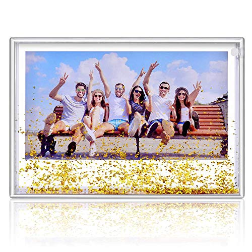 Kingho Glitter Picture Frame Cute Liquid Acrylic Photo Frames for Family Friends Couples Gifts, Mount for 4x6 inch (10x15 cm) Picture - Image 1