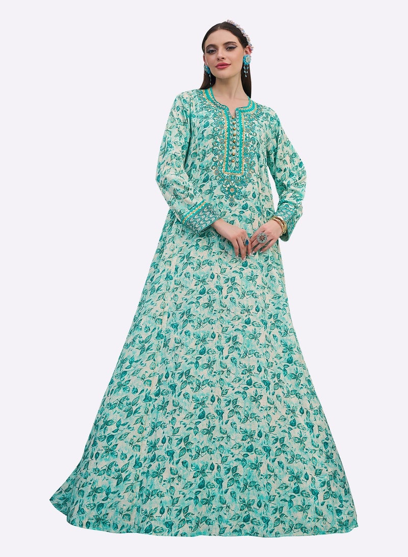 Sara Arabia جلابية سارة العربية المطرزة بالزهور - Image 1
