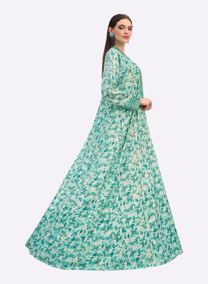 Sara Arabia جلابية سارة العربية المطرزة بالزهور - Image 3