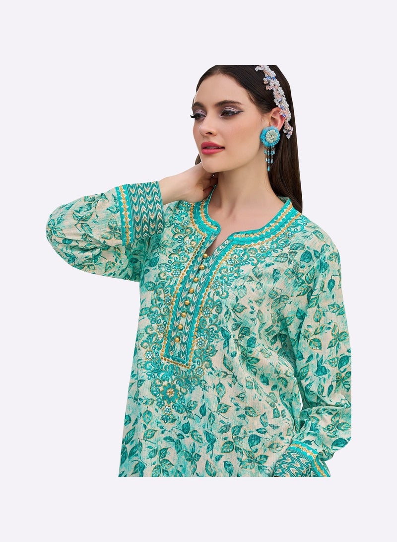 Sara Arabia جلابية سارة العربية المطرزة بالزهور - Image 4