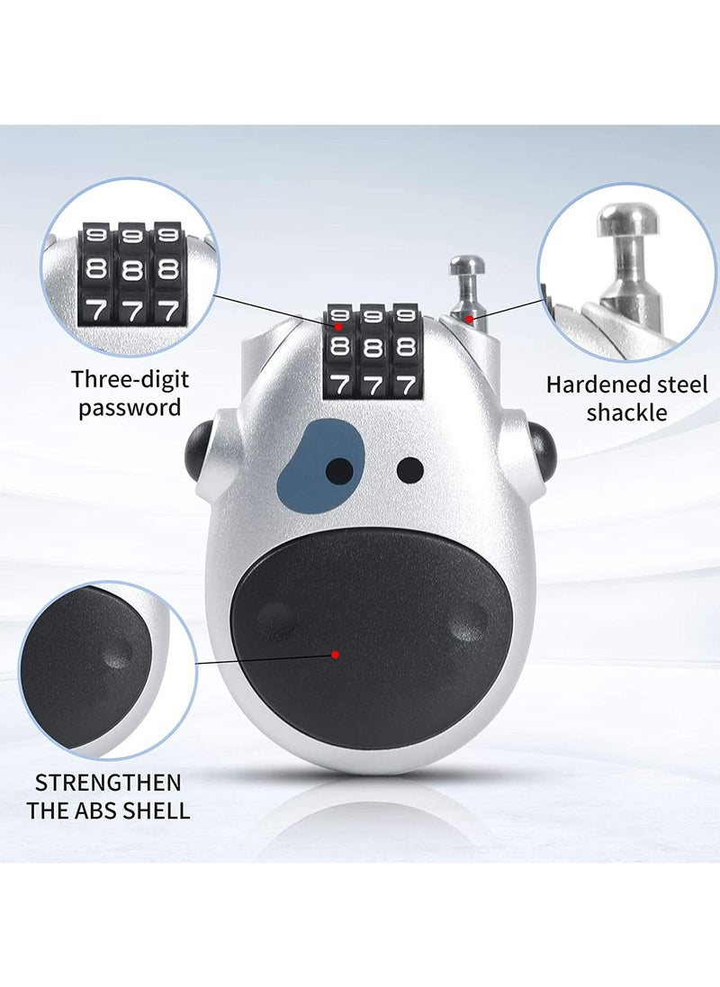 Dominy Bike Cable Locks,Cable Lock, Bike Locks, Combinations Bicycle Cable Lock, Luggage Lock Stroller Lock,3 Digit Adjustable Combo Mini Lock with 28.3 Inch 72cm Retractable Steel cable,Silver  - Image 2
