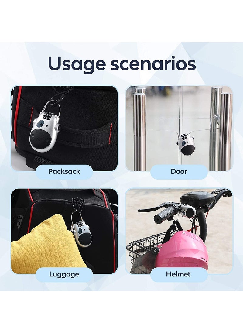 Dominy Bike Cable Locks,Cable Lock, Bike Locks, Combinations Bicycle Cable Lock, Luggage Lock Stroller Lock,3 Digit Adjustable Combo Mini Lock with 28.3 Inch 72cm Retractable Steel cable,Silver  - Image 4