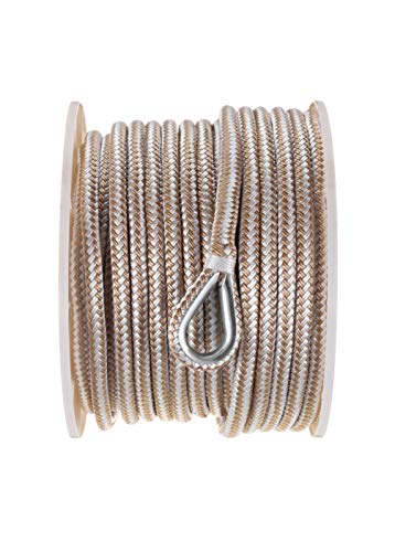 Seachoice Boat Anchor Rope, Double-Braid, Nylon, Achor Line, 1/2 in. X 150 Ft., Gold/White - Image 2