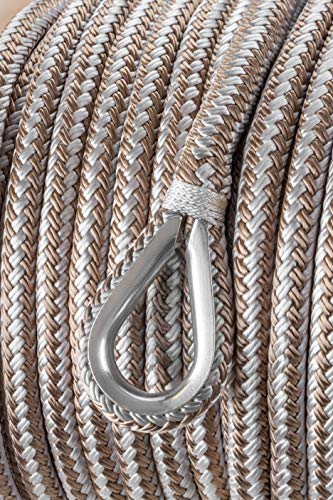 Seachoice Boat Anchor Rope, Double-Braid, Nylon, Achor Line, 1/2 in. X 150 Ft., Gold/White - Image 3