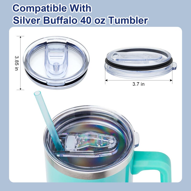 XZESH 2Pcs 40 oz Tumbler Lid Replacement Compatible With Silver Buffalo, Accessories for Silver Buffalo Tumbler Cup, Bpa-Free, Reusable Replacement Lid - Image 2