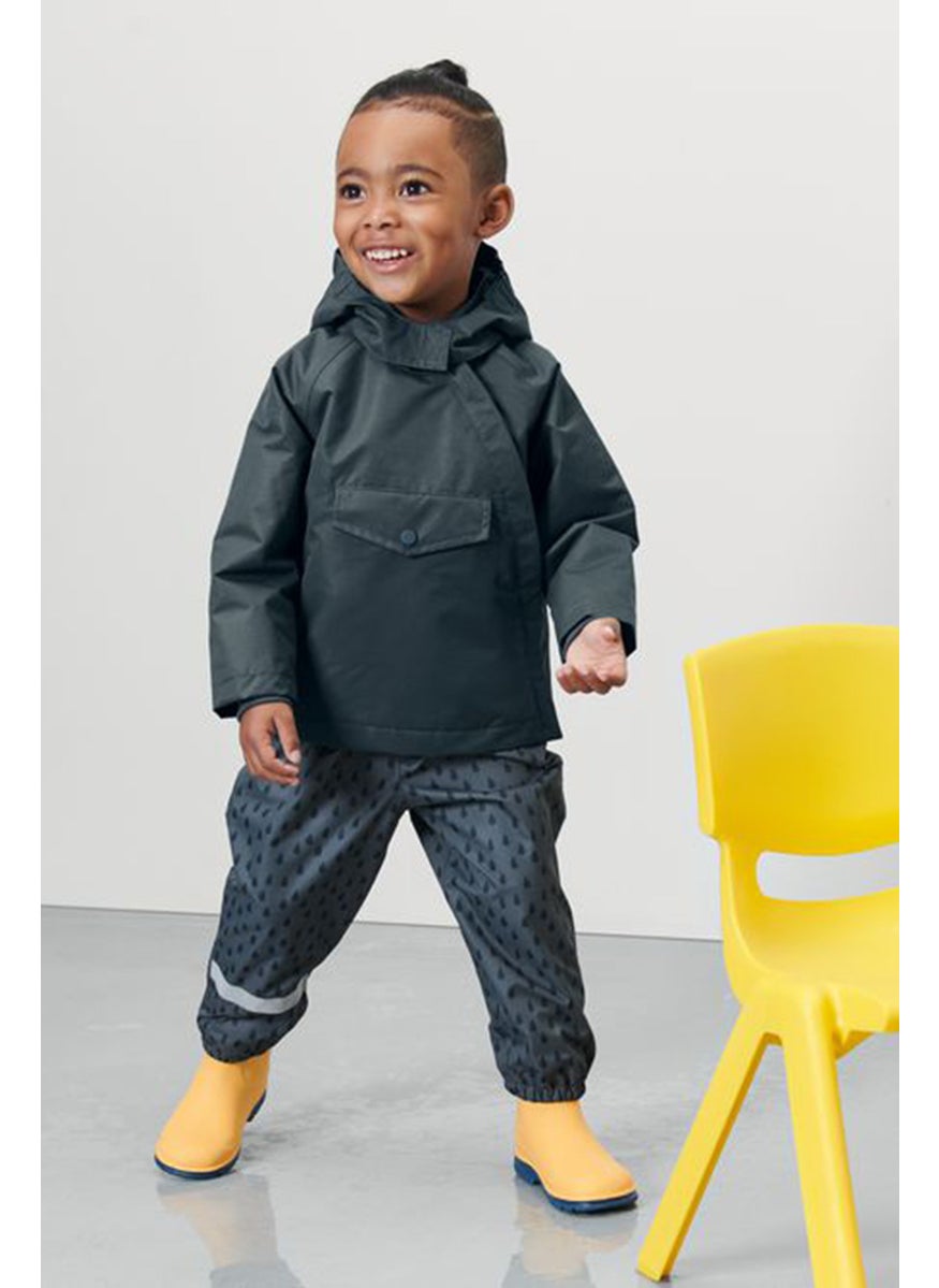 Tchibo Toddlers Boy Hooded Plain Raincoat Jacket, Slate Grey  - Image 1