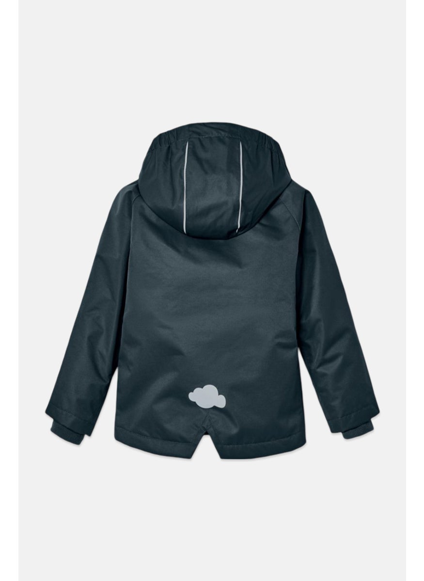 Tchibo Toddlers Boy Hooded Plain Raincoat Jacket, Slate Grey  - Image 3