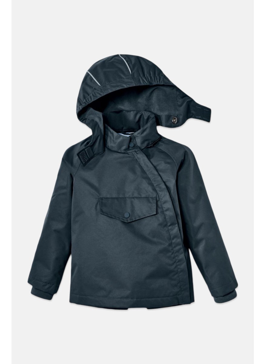 Tchibo Toddlers Boy Hooded Plain Raincoat Jacket, Slate Grey  - Image 2