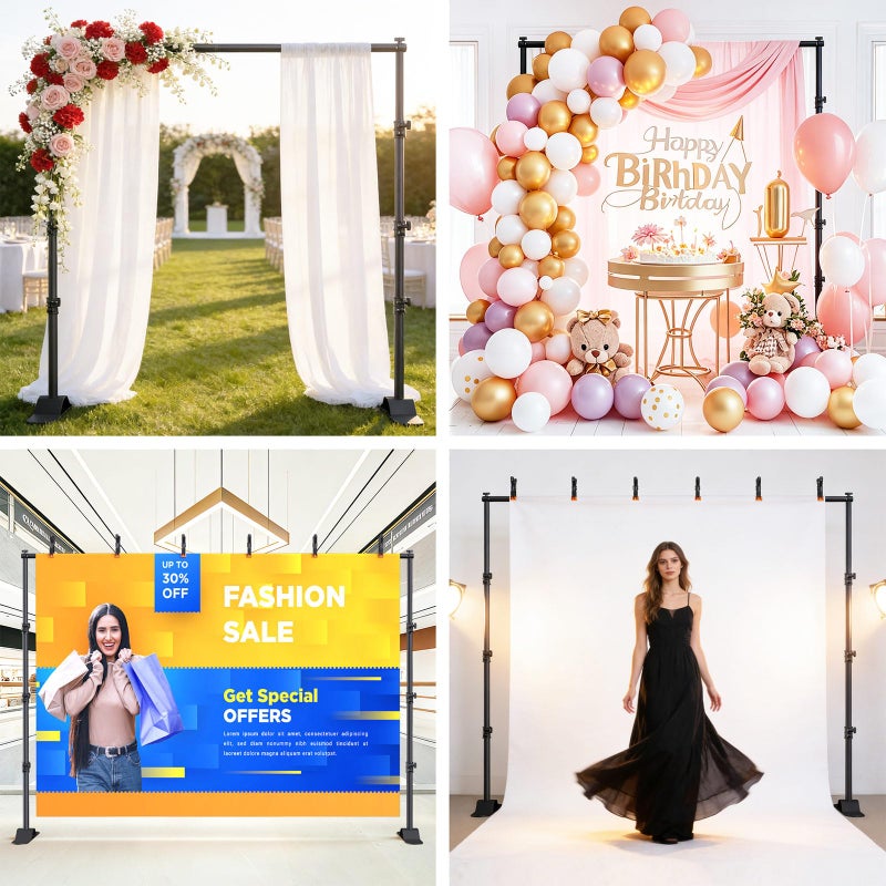 Forlogic Backdrop Banner Stand 10x8ftï¼ŒAdjustable Heavy Duty Photo Backdrop Standï¼ŒStep and Repeat Background Stands for Partyï¼ŒPhotographyï¼ŒWedding - Image 5